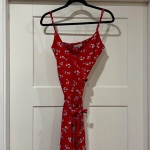 Flynn Skye - Red floral Maxi Wrap Dress - M